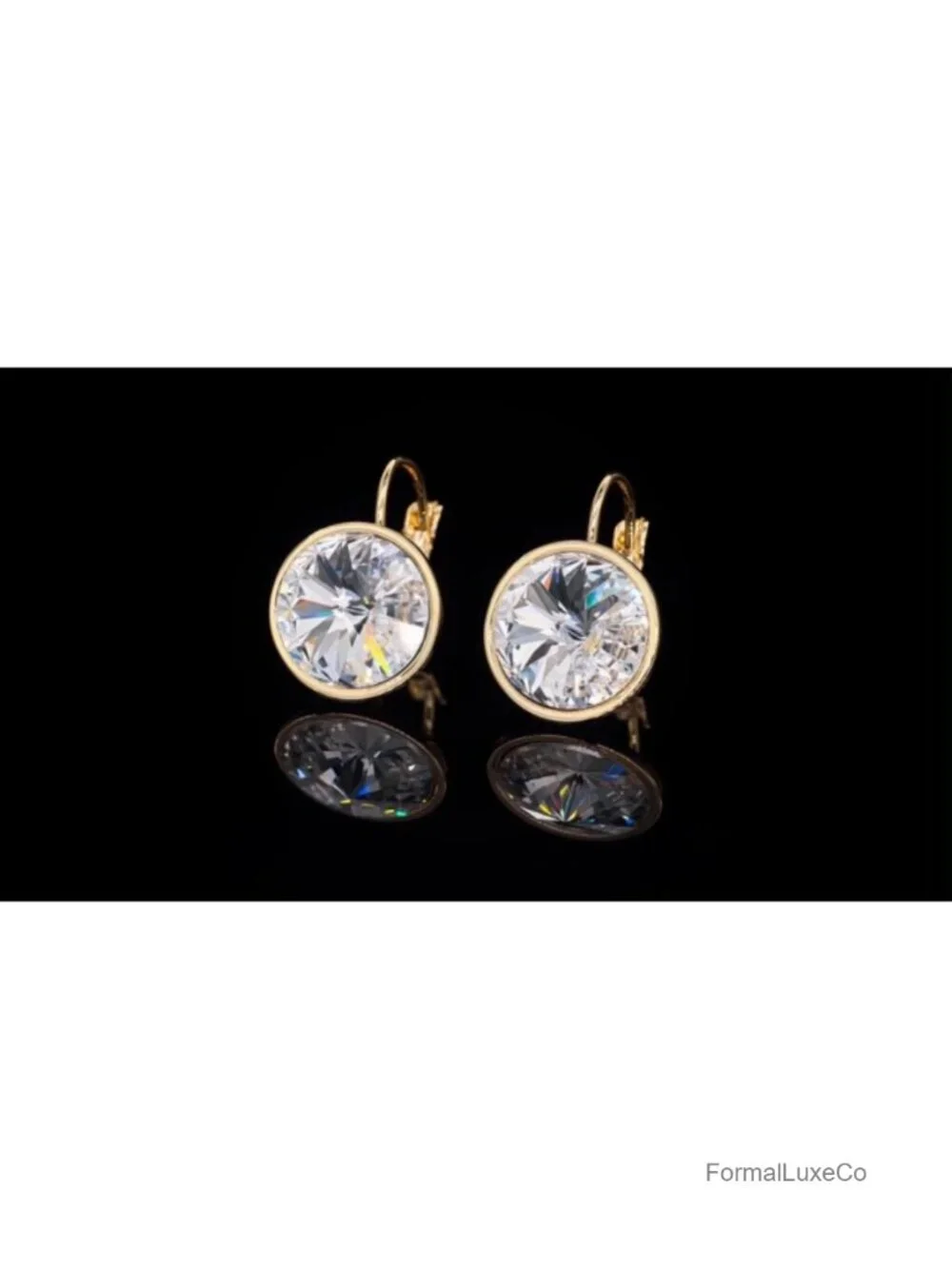 Crystal Drop Earrings 18K White Gold Plated Hypoallergenic Leverback